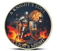 The Knight Templar Christian Warrior Challenge Coin - A Knight's Soul, A Lion's Might Inspirational Coins
