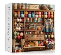 The Knitting Nook Jigsaw Puzzle, Vintage Sewing Room Puzzle 1000 Pieces | Cat Puzzle Vintage Sewing Machine, Cozy Room Yarn Puzzle for Adults Aesthetic Art Retro Challenge