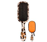 The Knot Dr. Detangle Hair Brush | Detangling Brush for Wet & Dry Hair - Travel Essentials | FLEXALITE™ Bristles, Reduce Breakage & Eliminate Knots - Pro with Orange Headcase, Leopard Print