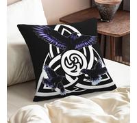 The Knot Morrigan Triple Goddess Raven Linen Look Cushion Pillow Cover with Hidden Zipper, Double Sided Print Decorative 20"x20"