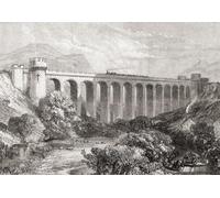 The Knucklas Viaduct on the Heart of Wales Railway Line Wales seen here on its completion in 1865. From The Illustrated London News published 1865. Poster Print by Ken Welsh (17 x 12)
