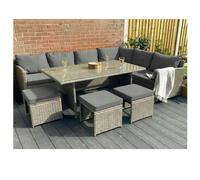 Knutsford 9 Seat Corner Rattan Dining Set - Grey