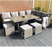 Knutsford 9 Seat Corner Rattan Dining Set - Grey