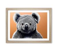 The Koala Bear Framed Print | A2 Oak Framed Wall Art | Ready to Hang | Modern Animal Picture | Living Room Bedroom Lounge Office