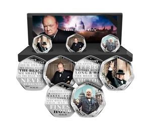 The Koin Club Winston Churchill Famous Speeches 3 Colour Silver Commemorative Coins in Box Set