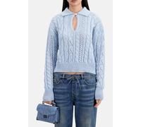 The Kooples Cable-stranded Packed Neck Sweater Blue size 40 | Sweaters Outlet | Women | Blue 40