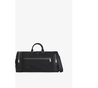 The Kooples Mens Black Grained Leather-trim Canvas Weekend Holdall 1 Size