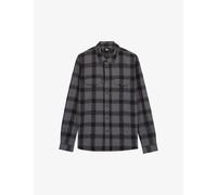 The Kooples Mens Black Grey Check-pattern Patch-pocket Cotton Shirt M