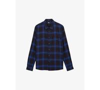 The Kooples Mens Blue Black Patch-pocket Check Regular-fit Cotton Shirt L
