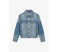 The Kooples Mens Blue Denim Faded-wash Patch-pocket Jacket Xs
