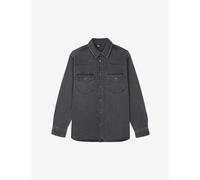 The Kooples Mens Dark Grey Patch-pocket Regular-fit Denim Shirt Xs