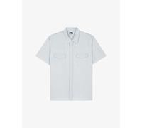 The Kooples Mens Light Blue Straight-cut Short-sleeve Denim Shirt L
