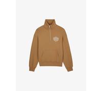 The Kooples Mens Light Brown Graphic-print Zip-neck Relaxed-fit Cotton Sweatshirt M