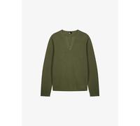 The Kooples Mens The Kooples Brand-Embroidered Tunisian-Collar Cotton-Knit Sweatshirt Foret M