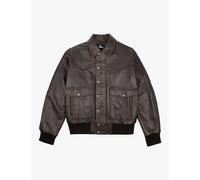 The Kooples Mens The Kooples Flap-Pocket Oversized-Fit Leather Jacket Dark Brown XS