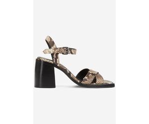 The Kooples Python Embossed Leather Heel Sandals Beige-brown size 38 | Mules Outlet | Women | Brown 38