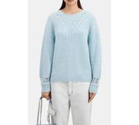 The Kooples Round Neck Sweater In Pearl And Pointelle Rib Blue Grey size 40 | Knitted Sweaters Outlet | Women | Green 40