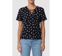 The Kooples Short-sleeved T-shirt W Front Lace-up And Print Black Washed size 36 | Shirts Outlet | Women | Black 36