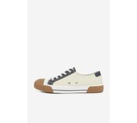 The Kooples Unisex Low-top Canvas Sneakers With Leather Inlays Ecru size 38 | Sneakers Outlet | Unisex | White 38