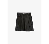 The Kooples Womens Black Belted-waist High-rise Leather Mini Skirt M