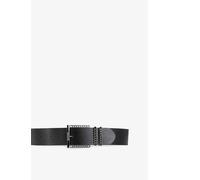 The Kooples Womens Black Chain-embellished Logo-embossed Leather Belt S