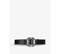 The Kooples Womens Black Engraved-buckle Smooth-leather Belt M