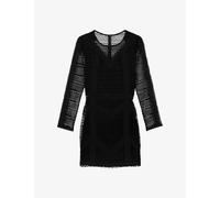The Kooples Womens Black Open-weave Round-neck Knitted Mini Dress Xs