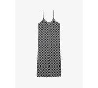The Kooples Womens Black White Lace-trim Graphic-print Woven Midi Dress S
