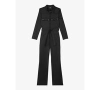 The Kooples Womens Black X Carolina Ritzler Blazon-patch Stretch-woven Jumpsuit Xs