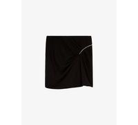 The Kooples Womens Black Zip-embellished Stretch-woven Mini Skirt M