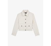 The Kooples Womens Ecru Button-down Textured Cropped Cotton-blend Jacket 10