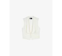 The Kooples Womens Ecru Plunge-neck Button-down Cotton-blend Waistcoat 6