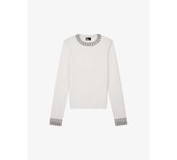 The Kooples Womens Ecru Stud-embellishment Stretch-knit Jumper S