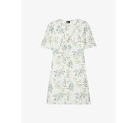 The Kooples Womens Light Blue/white Floral-print Shirred Woven Mini Dress Xs