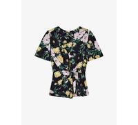 The Kooples Womens Light Pink / Dark Vy Floral-print Short-sleeve Woven Top M