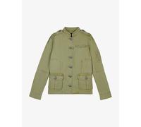 The Kooples Womens Olive Night Officer-collar Patch-pockets Cotton Jacket M
