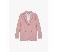 The Kooples Womens Pastel Pink Ribbon-embellished Single-breasted Stretch Wool-blend Blazer 12