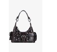 The Kooples Womens The Kooples Amelia Stud-Embellished Leather Shoulder Bag Brown 1 Size