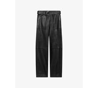 The Kooples Womens The Kooples Belted Straight-Leg Leather Trousers Black 14