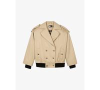 The Kooples Womens The Kooples Cropped Relaxed-Fit Cotton Trench Coat Light Beige M