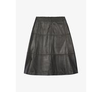 The Kooples Womens The Kooples High-Rise A-Line Leather Midi Skirt Black S