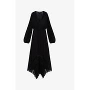 The Kooples Womens The Kooples Lace-Panel Pleated Woven Maxi Dress Black S