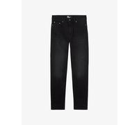 The Kooples Womens The Kooples Logo-Patch Slim-Leg Mid-Rise Stretch-Denim Jeans Black Washed 10