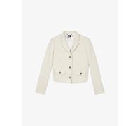The Kooples Womens The Kooples Single-Breasted Tweed Cotton-Blend Jacket Ecru 14