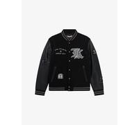The Kooples Womens The Kooples x Schott Nyc Leather and Wool-Blend Varsity Jacket Black M