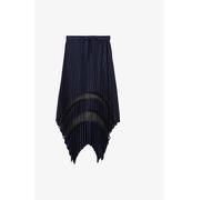 The Kooples Womens Vy Lace-embroidered Asymmetric-hem Pleated Woven Midi Skirt L
