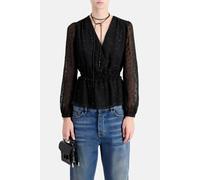 The Kooples Wrap Top With 3/4 Sleeves And Elasticated Bottom Black size 36 | Blouses Outlet | Women | White 36