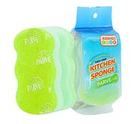 The Kosher Cook Parve Green Dishwashing Sponges - Easy Grip Wavy Absorbent Cleaning Scrub and Scouring Pad - Durable and Soft - Color Coded Home and Kitchen Accessories