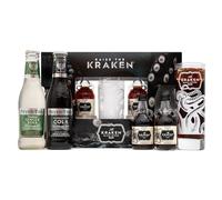 The Kraken Experience, Spiced Rum Gift Set - 2x 5cl Kraken Rum Black Spiced, Rum Glass and x2 Franklin & Sons Ginger Beer, Cola 200ml - Cocktail Rum Gifts for Men, Alcohol Miniatures, Christmas
