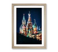 The Kremlin In Moscow Russia Modern Framed Print | A4 Oak Framed Wall Art | Ready to Hang | Modern Nature Picture | Living Room Bedroom Lounge Office